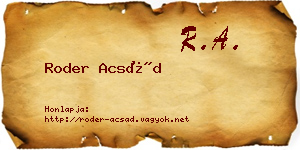 Roder Acsád névjegykártya